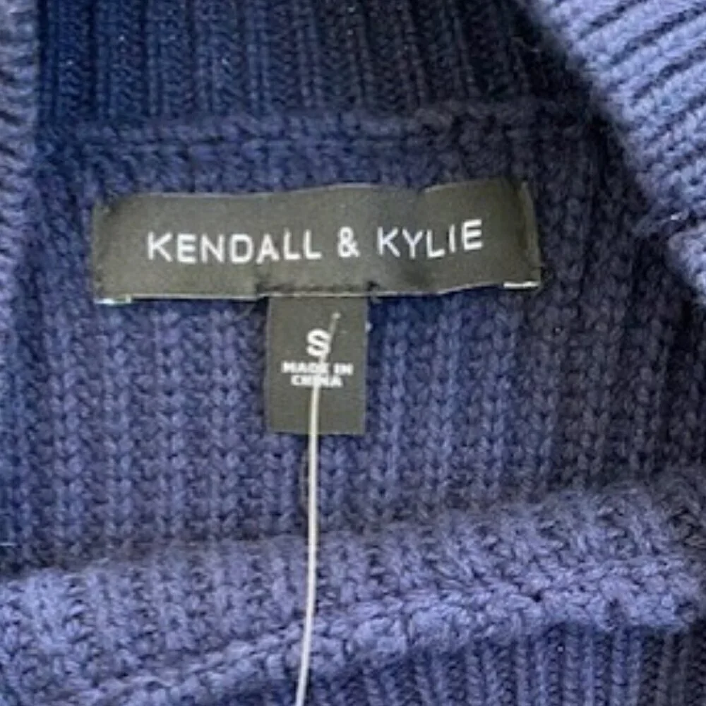 NWT Kendall and Kylie Navy Blue Cropped Knit Sweater Small - Picture 13 of 15